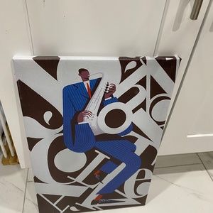 Saxophone Poster “Blue Pinstripes “ 12 by 18